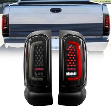 Imagem de Shocklight Luzes traseiras de LED compatíveis com 1994-2001 Ram 1500 2500 3500 Conjunto de luzes traseiras com lente fumê 1 par de lâmpadas traseiras lado do motorista e do passageiro