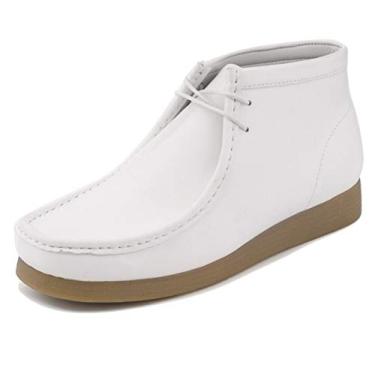 Imagem de Amali Botas masculinas Jason2 Chukka – Botas masculinas casuais de cano alto feitas à mão de camurça Desert Chukka – Botas casuais com cadarço e sola de borracha Crepe – Botas masculinas Desert Chukka, Branco (liso), 14