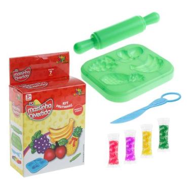 Imagem de Massinha Modelar Frutas Frutinha Uva Morango Fominha 7 Pçs - Art Brink