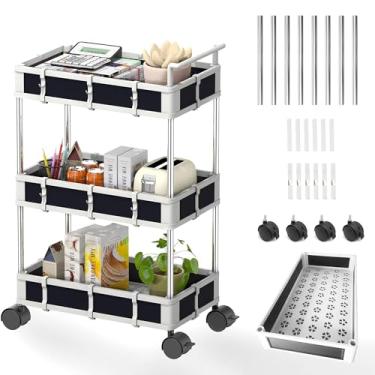Imagem de NUNET Organizador Para Pia Com Rodízios E Alça Trava, 2/3/4 Níveis, Ajustável, Pequeno, Carrinho De Rodinhas, Armário Armazenamento, Grande Capacidade, Rodas Móveis Cozinha, Banheiro, Bancada (Pacot