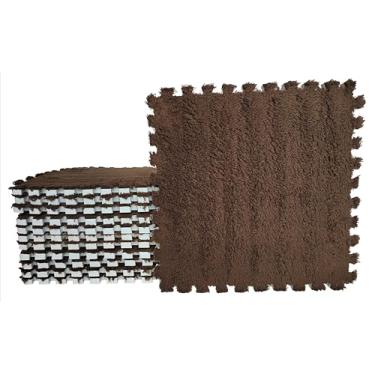 Imagem de lmjclzyee 12 Peças De Carpete Espuma Eva Macio E Felpudo, Tapetes Felpudos, Protetores Piso, Esportivos Para Sala Estar, Quarto, Quarto Criança (Marrom)