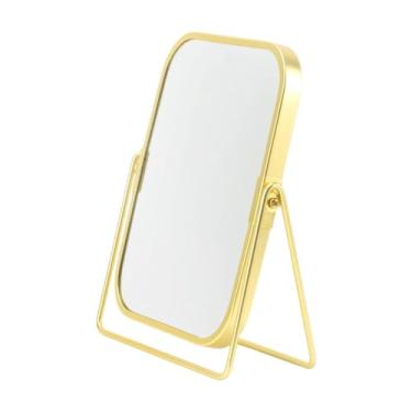 Imagem de FashionCha Espelho de Maquiagem, Espelho de Penteadeira, Espelho Portátil, Espelho de Mesa, Espelho de Penteadeira, Dupla Face para Casa, Camarim, Quarto, Ouro