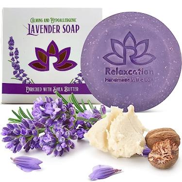Imagem de Relaxcation Barra De Sabonete Natural Lavanda Com Óleo Essencial E Manteiga Karité Orgânica, Azeite Oliva Coco - Calmante, Hipoalergênico, Lavagem A Frio Para As Mãos
