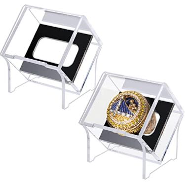 Imagem de Homakover Pacote Com 2 Estojos Para Anéis De Campeonato Suporte, Estojo Acrílico Beisebol, Caixa Armazenamento 1 Furo, Esportes Exibição, Fraternidade, Premiação, Fãs (2)