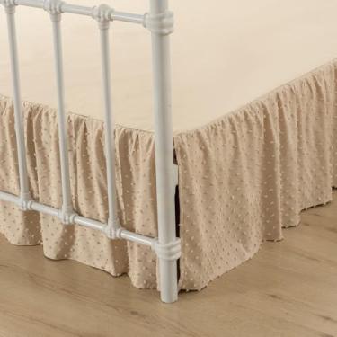 Imagem de TSUTOMI Saia De Cama Tufada Com Bolinhas Tamanho Queen, Babados E Cantos Divididos, 16" Altura, Boho Camelo Para