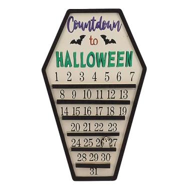 Imagem de Calendário de Contagem Regressiva do Advento do Halloween, Cofrinho de Férias de Madeira 3D DIY e Calendário de Morcegos Com Decoração de Fantasmas Em Movimento, Ornamento de