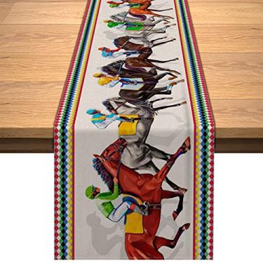Imagem de Vohado Caminho De Mesa Kentucky Churchill Downs Capa Corrida Cavalos Run For The Roses Linho Festa Festas Sala Jantar Cozinha Decoração Casa (33 X 182 Cm)