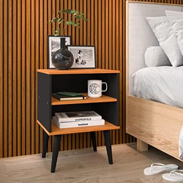 Imagem de Mesas De Cabeceira RPM Com Nicho Retrô Quarto Cama - Loja Inova BR (Preto/Cinam.)