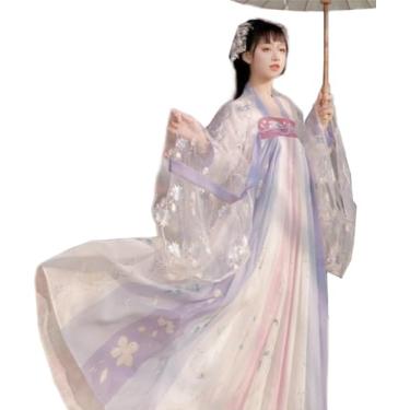 Imagem de Fantasia tradicional chinesa de Hanfu, vestido longo da dinastia Tang, roupa de saia para cosplay feminino, palco, fotografia, Roxa, P