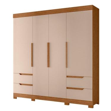 Imagem de Guarda Roupa Vivacce Casal 4 Portas Albatroz Jatobá/fendi Metallic