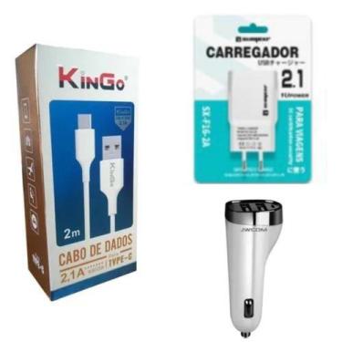 Imagem de Kit Carregador 2 Metros Completo para Motorola E40 - KinGo