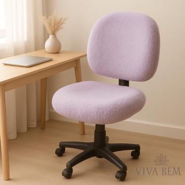 Imagem de Capa para Cadeira executiva sem braço estética Escritório pelúcia Pelo Curto (LILAS)