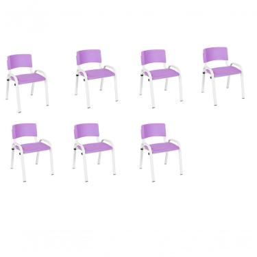 Imagem de Kit 7 Cadeira Iso Infantil Creche, Escola Base Branco Lilas