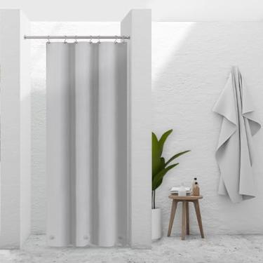 Imagem de Barossa Design Forro de cortina de chuveiro cinza prateado com 3 ímãs – 91 cm x 183 cm impermeável PEVA forro de chuveiro estreito de plástico leve para banheiro pequeno, ilhós de metal - cinza prata