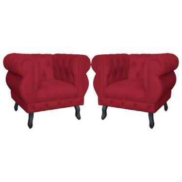 Imagem de Kit 2 Poltronas Decorativa Sala Recepção Maya Suede Vermelho LM DECOR
