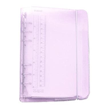 Imagem de Pasta de arquivo A6/ A5 com 6 furos, capa colorida de polipropileno, anel redondo, para protetores de folhas soltas (combo A6, lilás pastel)