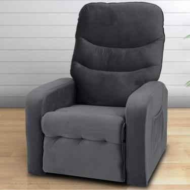 Imagem de Poltrona Reclinável Para Descanso Julia Veludo Cinza