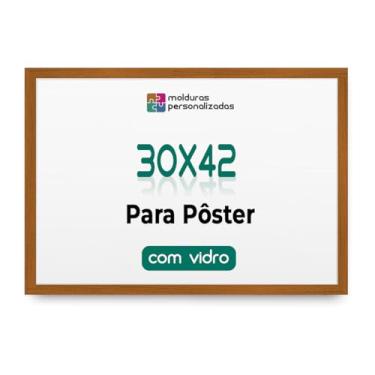 Imagem de Moldura 30x42 com Vidro Quadro A3 Parede Poster Certificado Diploma Arte Proteção (Caramelo)