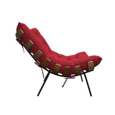 Imagem de Poltrona Decorativa Costela Base Fixa Suede Vermelho - F Pnedo Store