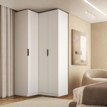 Imagem de Guarda Roupa de Canto Reto 3 Portas MDF Altezza Clean Belmax, Branco