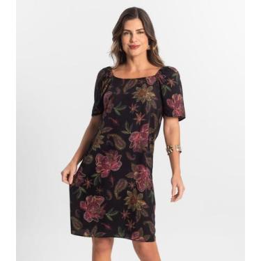 Imagem de Vestido Feminino Estampado Select Preto, M, Preto