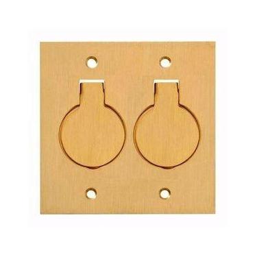 Imagem de Placa De Piso 4x4 Latão 2 Tomada Redonda - Olivo