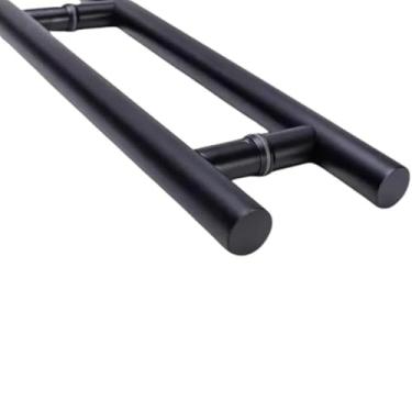 Imagem de Puxador Tubular Preto de 30cm Inox Fosco Porta Madeira Vidro Portão Box