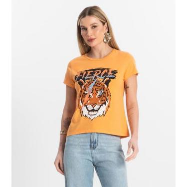 Imagem de Blusa T-Shirt Feminina Estampada Select Laranja, G, Laranja