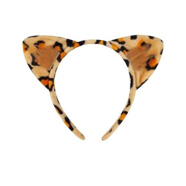 Imagem de ZOONAI Faixa de cabeça de orelhas de leopardo, lindas faixas de orelha de guepardo, acessórios de cabelo para festa de Natal de Halloween (Leopard-B)
