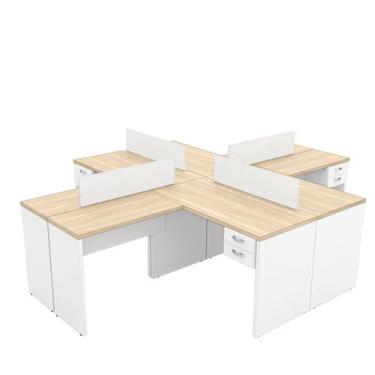 Imagem de Escrivaninha para Escritório em L 4 Unidades Office Carvalho / Branco 