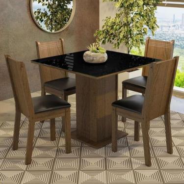 Imagem de Mesa Jantar Tampo Vidro 4 Cadeiras Rustic - MADESA