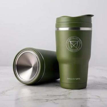 Imagem de Copo Térmico Parede Dupla em Aço Inox Verde 350ml com Tampa Hermética - Estilo Com Logo