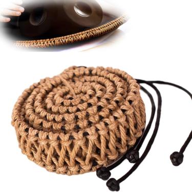 Imagem de Handpan Decoração Rattan Corda Artesanal Língua Tambor Corda Artesanal Trançado Rattan Proteger Mão Pan Tambor, coffee