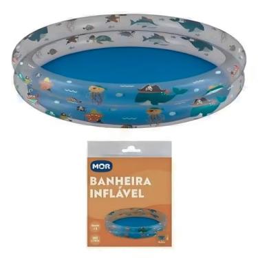 Imagem de Mor - Piscina Inflável Infantil Redonda 180 Litros Azul – Banheira Portátil Estampa Fundo do Mar – PVC Resistente, Ideal para Crianças no Verão, Jardim, Quintal, Praia, Piscina e Camping.