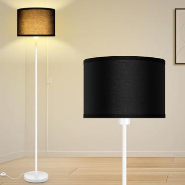 Imagem de AUQUEE Luminária De Chão, Luminárias Pé, Simples Para Sala Estar, Pequena Pé Com Abajur Preto, 140 Cm Altura, Pedal, Decoração Quarto, Estar Infantil (Sem Lâmpada, Base E26)