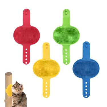 Imagem de 4un. Escovas Auto-Limpeza para Gatos, Arranhador Facial Silicone Escovas Massagem Reguláveis para Cilindros de 5,3-7cm Estruturas Escalada & Pernas Mesa Brinquedo Interativo