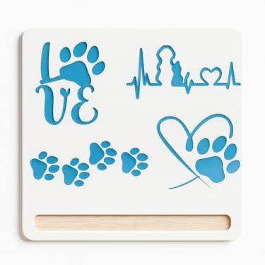 Imagem de Estêncil Pet Love 27 x 19 cm: Modelo de impressão de pata de animal emocionante para artesanato faça você mesmo símbolo de animal de estimação entusiasta de animais de estimação modelo gráfico de