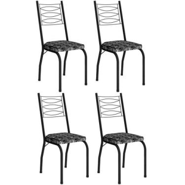 Imagem de Kit 4 Cadeiras Aço Carbono Tubular Metálica Acabamento D-25 Luana Pret