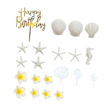 Imagem de Fancyes 21 peças de enfeites de bolo de flores e flores artificiais de plumeria, decorações portáteis versáteis de bolo de praia havaiana para chá de bebê