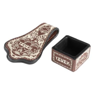 Imagem de YEUEK Suporte de giz magnético de couro, suporte de giz portátil para taco de sinuca com clipe fixo, suporte de giz silencioso para bilhar, estojo de giz para taco de sinuca para acessórios de mesa de