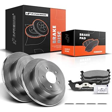 Imagem de A-Premium Kit De Rotores Freio A Disco Sólido Traseiro 13,15 Pol. (334 Mm) + Pastilhas Cerâmica Compatíveis Com Modelos Selecionados Da Ford E Lincoln - Para F-150 00-03, Expedition 99-02, Navigator