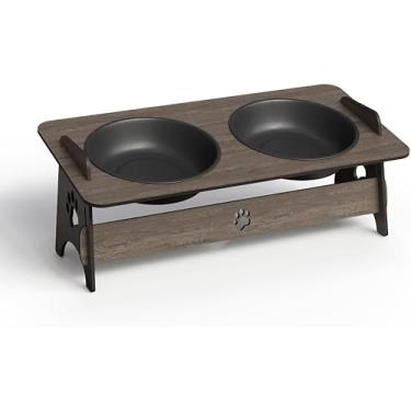 Imagem de Comedouro Elevado Duplo para Cães e Gatos em MDF | Suporte para Ração e Água que Melhora a Postura