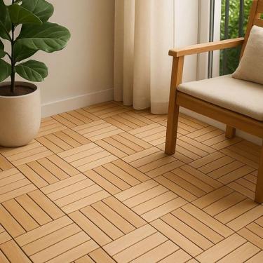 Imagem de Kit 4 Deck 23,5x23,5cm Madeira Maciça Natural Área Interna - MHM Móvei
