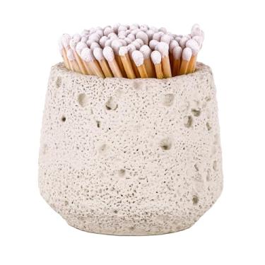 Imagem de Suporte de fósforo de concreto com greve, combina em uma jarra para vela de banheiro e jarra de fósforo para lareira e churrasqueira, presentes decorativos de decoração de casa moderna para meninas