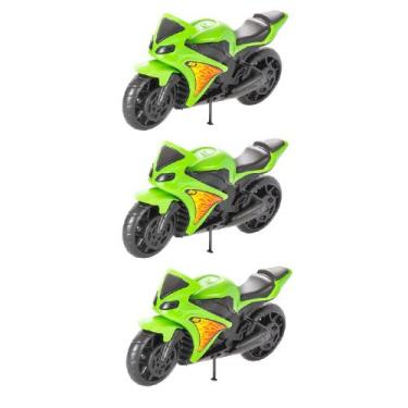 Imagem de 3 Motos De Brinquedo Infantil 18cm New Racing Moto 1000 - Bs Toys