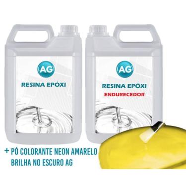 Imagem de Resina Epóxi 1KG + Pó Fosforescente Amarelo Brilha no Escuro AG - Resi