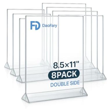 Imagem de Daofary Pacote Com 8 Suportes Para Placas De Acrílico 8,5 X 11, Porta-Retratos Dupla Face, Mesa, Suporte Transparente Exibição Menus E Folhetos Festas Casamento (Fornece Tapetes Antiderrapantes)