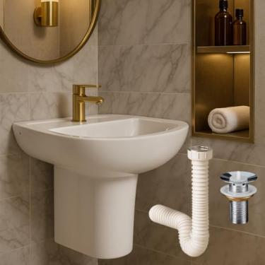 Imagem de Lavatorio Com Coluna Suspensa Pcd Etna Kit Instalação Icasa