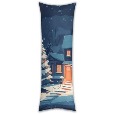Imagem de Capa de travesseiro de corpo de casa decorada com árvore de Natal ultra macia respirável longa fronha 137.2 cm x 50.8 cm fronha decorativa com zíper oculto fronhas para sofá de quarto
