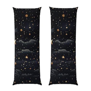 Imagem de Capa de travesseiro corporal com zíper ultramacia e refrescante, capa protetora respirável, estrelas, lua e cama, capa de almofada decorativa para casa 50,8 cm x 137,2 cm